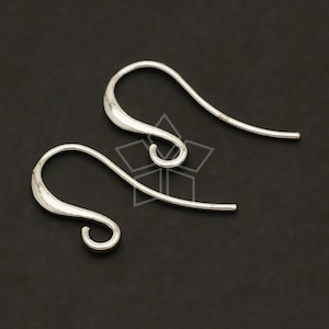 EA-035-OR / 6 Pcs - Simple Line Hook Ear Wires, DIY Jewelry Earrings Making Findings, Silver Plated over Brass / 17mm x 13mm