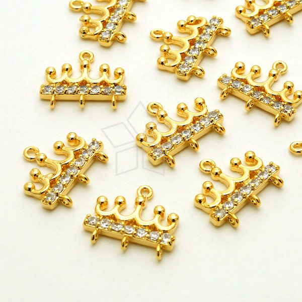 PD-1630-GD / 4 Pcs - Tiara Chandelier Pendant, Chandelier Connector, Gold Plated over Brass / 14mm x 12mm