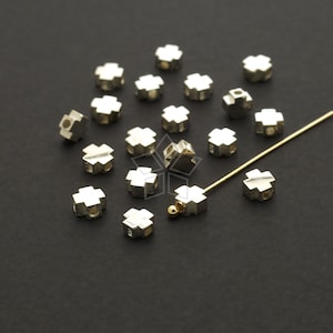 SV-046-SS / 1 pz - Centrotavola con perline a croce piatta, croce greca, ciondolo a forma di croce per bracciale, argento sterling 925 / 4 mm