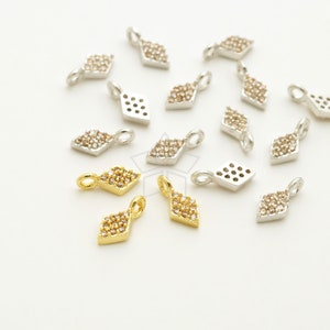 PD-2008-OP / 2 Pcs - Very Tiny CZ Diamond Shaped Pendant, Champagne Cubic Zirconia Rhombus Charm, Choose Color / 3.5mm x 7mm
