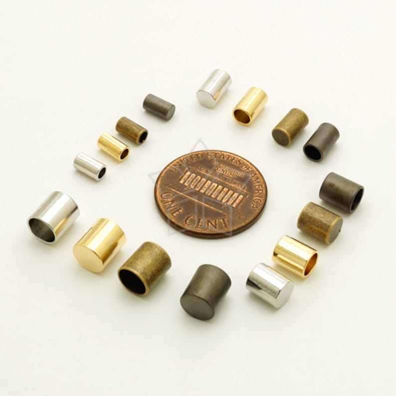 FE-038-MB / 10 Pcs Cord End Caps without Loop for 5mm Leather, Cord Terminators, Matte Black Plated over Brass / 5.2mm inside diameter image 2