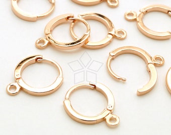 5621031 Simple Round 16k Gold Plated Brass One Touch Earring 11.6mm Diameter 0.6g 2pcs