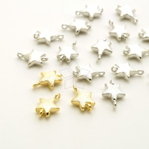 PD-039-OP / 2 Pcs - Tiny Volume Star Connector, Two Loops Little Star Pendant with Brushed Finished, Choose Color / 9.6mm