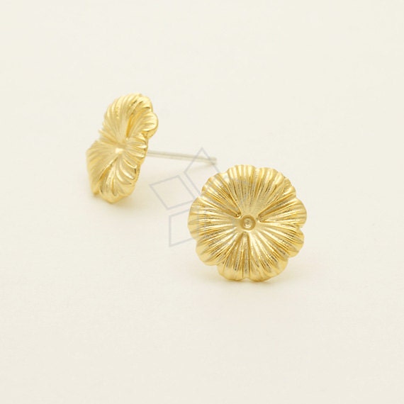 ピアス C82 Dandelion orange SI-736-MG / 2 Pcs - Tiny Dandelion Flower Studs Earrings, Matte
