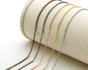 CH-003-OP / 3m - Flat Oval Flat Cable Chain Welded Soldered Oval Link Chain (SF235), DIY Jewelry Findings, Choose Color / 1.6mm thick