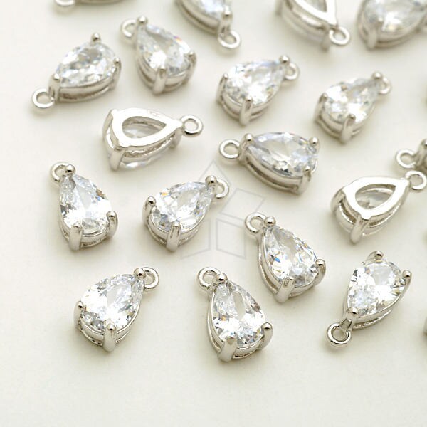 thumbnail image 2 of Sterling Silver CZ Curved Square Dangle - Charm Finding, Pendant, Earring Component - 1pc #97254 2 of 6