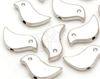 AC-153-MS / 8 Pcs - Little Bird Metal Bead Charms, Tiny Bird Charm Pendant, Matte Silver Plated / 12mm x 6mm