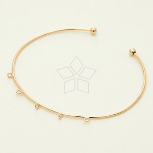 BR-026-RG / 1 Pcs - Five Loops 1.1mm Bangle for Tiny Charms, Blank Bracelet, A-Type, Rose Gold Plated Wire Bangle / Adjustable