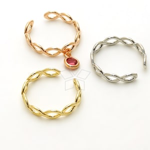 RR-041-OP / 1 Pcs - Small Fish Adjustable Ring, Infinity Fish Band Ring, Twist Ring for Birthstone Charms / Free Size