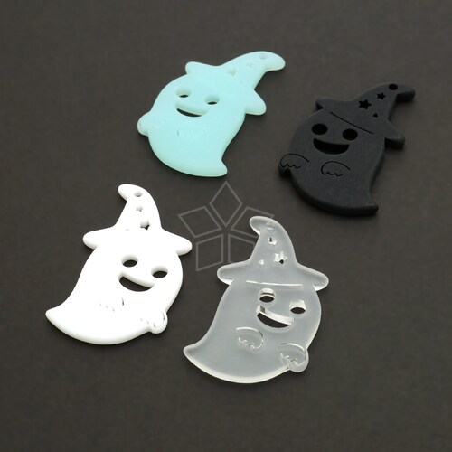 AR-129-OP / 2 Stk. - Halloween SternTüten Hut Anhänger, Bunte Acrylschmuck Zubehör, Farbwahl / 24mm x 34mm
