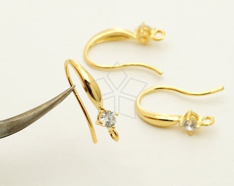 1 Boîte De 8 Breloques Trèfle À Quatre Feuilles En Laiton Plaqué Or 18 Carats Avec Zircone