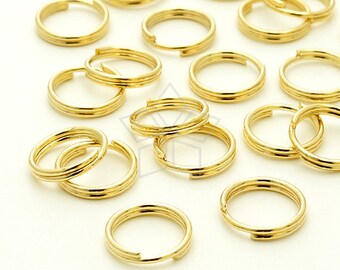 BS-120-GD / 100 Pcs - 8mm  Split Jump Rings - Double Jump-Rings, Jewelry Making Findings, Gold Plated Steel / 20 Gauge(0.8mm)