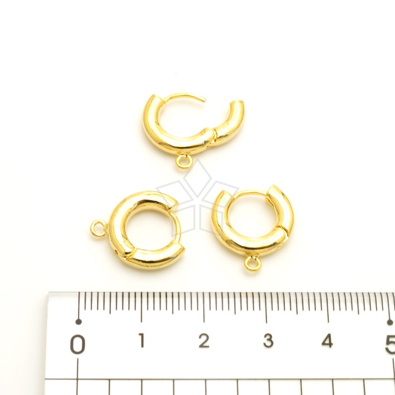 Round Lever Back Ear Hoops Gold Plated  14mm Thick Round Huggie Hoop Earring Earring Findings EA-363-OP  2 Pcs