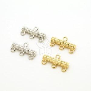 PS-094-OP / 2 Pcs - Dot Pattern Four Loops Bar Connectors, 4 Loops Chandelier Link Connector, Choose Color! / 16mm x 8.7mm