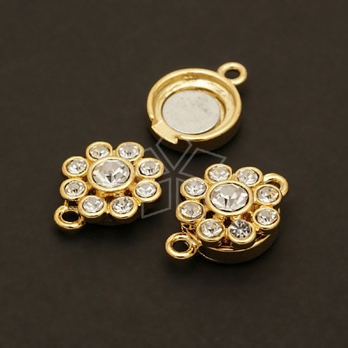 CS-010-GD / 2 Pcs - Flower Magnetic Clasp, Bracelet Connector Findings, 16K Gold Plated over Brass / 13mm