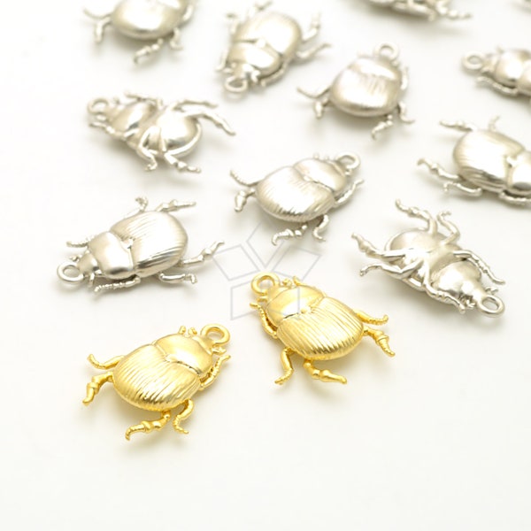 PD-1508-OP / 2 Pcs - Beetle Bug Charms, Jewel Insect Scarab Bug Charms, Jewelry Findings, Choose Color / 13mm x 16mm