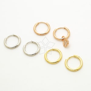 SI-1095-OP / 2 Pcs - Clicker Ring Hoops, Round Circle Ring Hoop Earrings, Plain Ear Hoops, Choose Color! / 14 guage, 14mm