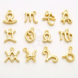 PD-2818-GD / 2 Pcs - Tiny Sign of Zodiac Symbol Charms, Birthday Constellation Pendant in Gold, Choose Your Sign!