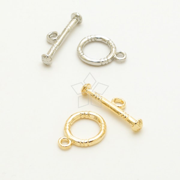 CS-023-OP / 2 sets - Toggle Clasp Closures, Ring Toggle and Bar Clasp Set for DIY Jewelry Bracelet Necklace Making / 10mm