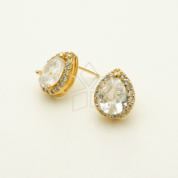Wine Glass Stud Earrings Cubic Zirconia CZ Post Gold-plated Wine Glass Stud Earrings Cubic Zirconia CZ Post Gold-plated