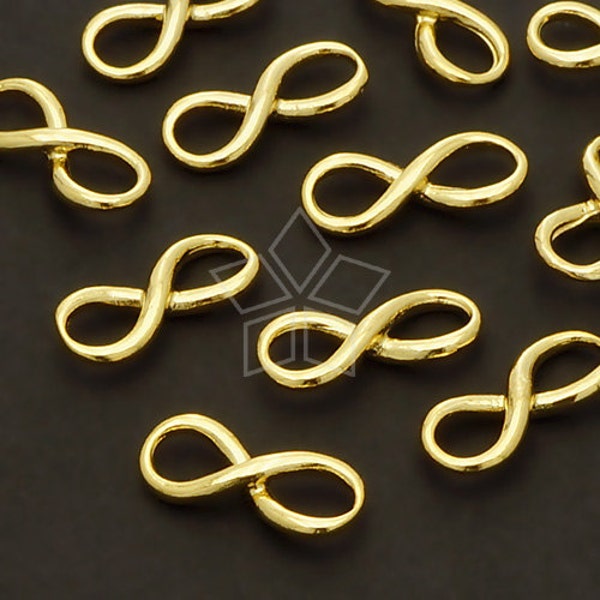 AC-494-GD / 4 Pcs - Cute Infinity Connector, Infinity Love Pendant, Gold Plated over Brass / 14mm x 6mm