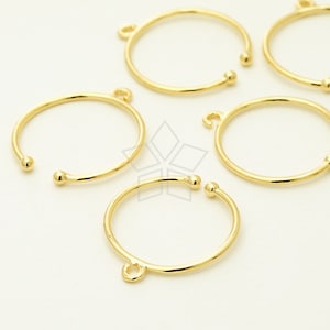 RR-033-GD / 2 Pcs - One Loop Thin Ring, Stacking Ring, Ring Base, Ring Blank, Gold Plated over Brass / adjustable