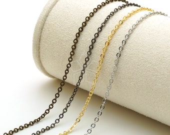 CH-007-OP / 3m - Flat Oval Flat Cable Chain Welded Soldered Oval Link Chain (SF245), DIY Jewelry Findings, Choose Color / 2mm thick