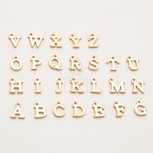 IN-826-RG / 2 Pcs - Modern Letter Dangle Charms, Alphabet Initial Pendant, Upper Case, Choose Letter, Rose Gold Plated Brass / 5mm