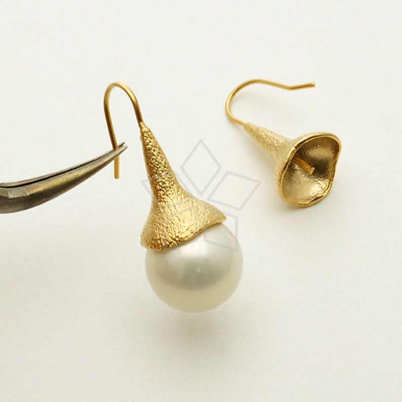 EA041MG / 2 Pcs Cone Cup Ear Hooks Earring Findings for Etsy