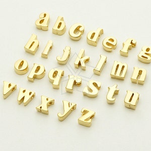 IN-182-MG / 2 piezas - Colgante pequeño con inicial, alfabeto, letra pequeña, chapado en oro mate sobre latón, minúsculas a-z, ¡elige dos letras!