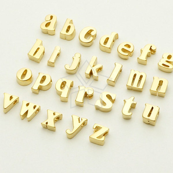 IN-182-MG / 2 pcs - Initial Tiny Pendant, Alphabet, Small Letter, Matte Gold Plated over Brass, Lower Case a-z, Choose Two Letters!