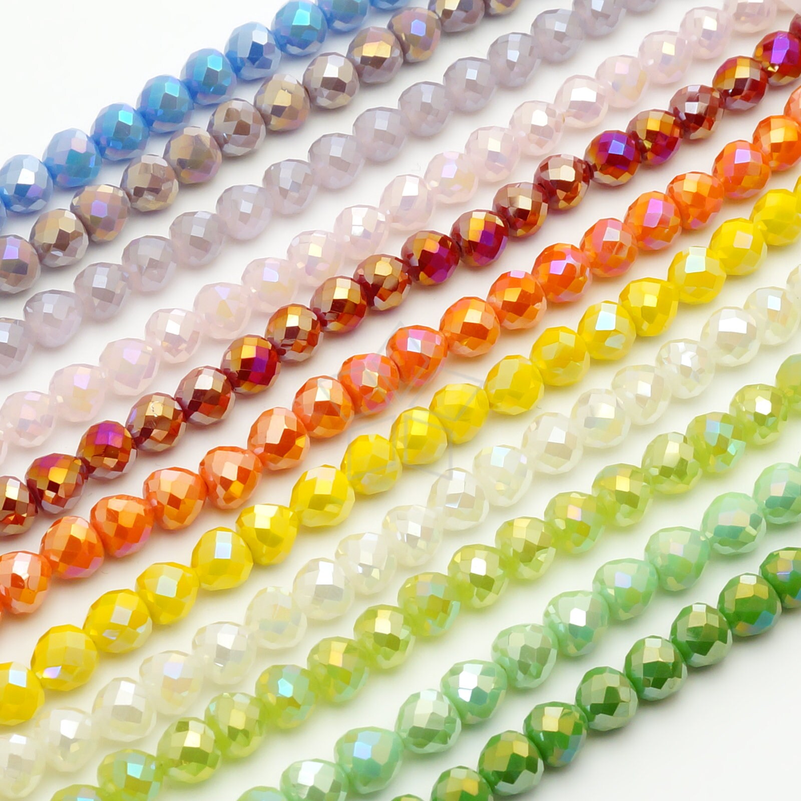 20 Strds Opaque Glass Beads Smooth Rondelle Tiny Loose Spacers White Craft 8mm 