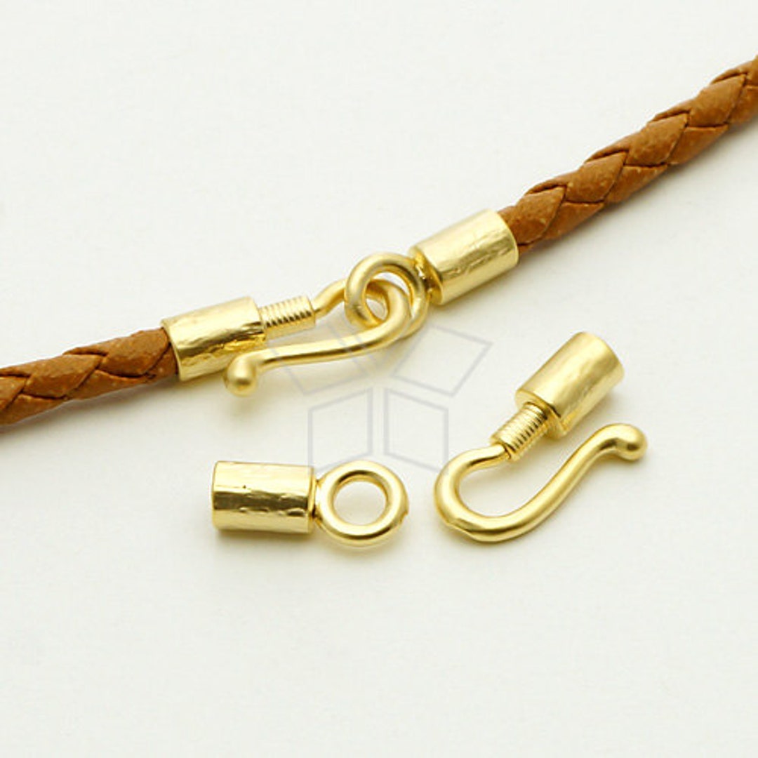 CS054MG / 2 Set Hook Clasps for 3mm Leather Cord, Necklace Bracelet