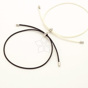 BR-041-OP / 1 Pcs - Adjustable String Bracelet, Black or White DiY Waxed Cord Bracelet Making, Choose Color / Adjustable