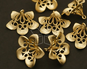 CP-033-MG / 2 Pcs - Trumpet Flower Caps for Half Drilled Drops, DIY Jewelry Making Findings, Matte Silver Plated over Brass / 16mm