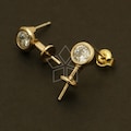 SI-414-GD / 2 Pcs - Cubic Post Earring Findings, Gold Plated Pearl Jewelry Ear Posts, 925 Sterling Silver Post / 6.5mm x 11mm product logo