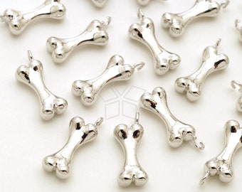 PD-2647-OR / 2 piezas - Dijes pequeños de hueso de perro, colgante de perro, dije de mascota, latón bañado en plata / 5 mm x 1,50 mm