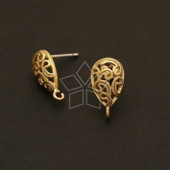SI-290-MG Pcs Paisley Drop Earring Findings, Matte Gold