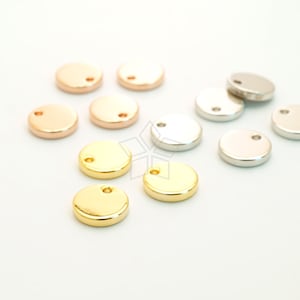 PD-603-OP / 4 piezas - Colgante de moneda redonda simple, dije de disco circular plano de 8 mm, etiqueta en blanco para estampar, color a elegir / 8 mm