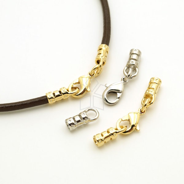 CS-077-OP / 2 set - New Lobster Clasp with Crimp Cord Ends for 2mm Cord, Necklace or Bracelet End Connectors Clasp Set, Choose Color!