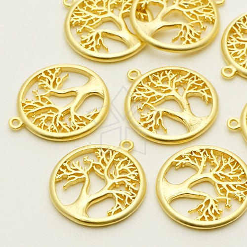 PD-705-MG Pcs Winter Tree Round Pendant, Tree of Life Charm