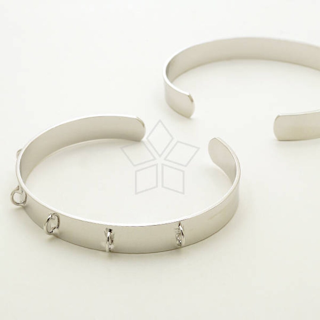 BR037OR / 1 Pcs 8mm Flat Cuff Bracelet Bangles With Five Loops, DIY