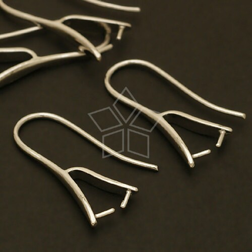 EA-076-OR / 4 Pcs - Pinch Bail Hook Earrings (Large-Size), Silver Pla…