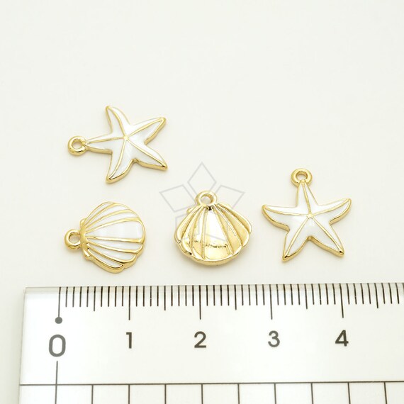 Lot de 50 pendentifs conques, étoiles de mer, coquillages, pour