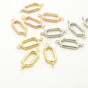 AC-715-OP / 2-delig: lange zeshoekige connector, twee lussen open zeshoekige schakel, sieraad, kleur kiezen / 7 mm x 17 mm