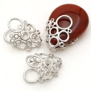 CP-026-MS / 2 Pcs - Bubble Bead Cap (Free Size), DiY Gemstone Pendant Making Findings, Matte Silver Plated over Brass / 12x14mm