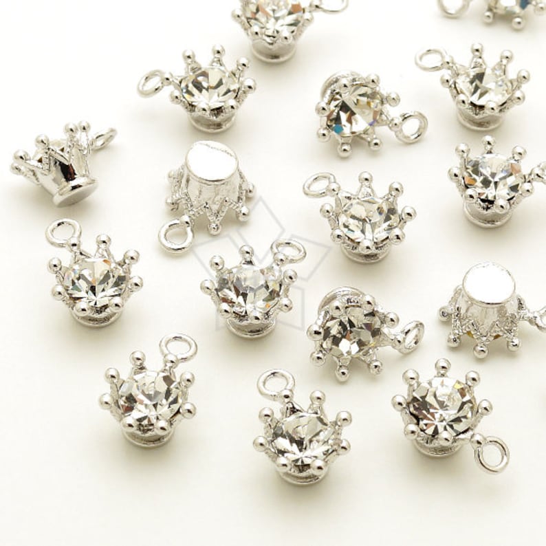 PD1767OR / 4 Pcs Tiny Rhinestone Crown Charms Tiara Charm Etsy