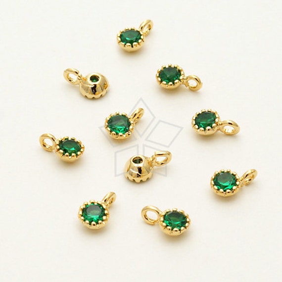 PD-744-GD Pcs Very Tiny Birthstone Charms, May Birthstones