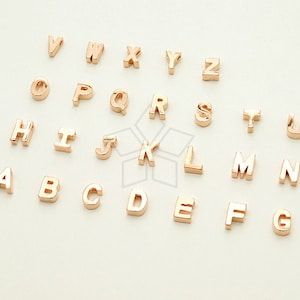 IN-234-RG / 2 pcs - Initial Tiny Pendant, Alphabet, Capital letter, Rose Gold Plated over Brass, Upper case A-Z, Choose Two Letters!