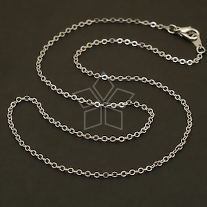 CH-077-OR // 10 Pcs - Chain Necklace with Lobster Clasp (SF235), DiY Necklace Making Findings, Silver Plated over Brass / 16 inch